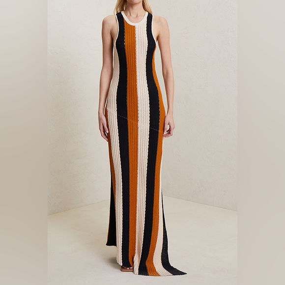 A.L.CMarco Vertical Stripe Cotton Pointelle Maxi Sweater Dress